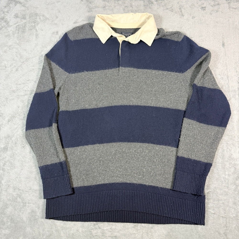 Abercrombie & Fitch Mens XL Rugby Sweater Striped Merino Wool Blend